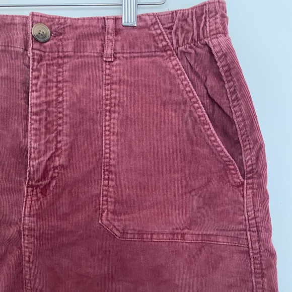Burgundy Corduroy High Waisted Skirt - Picture 2 of 5